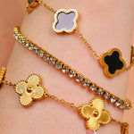 Black Clover Armband aus 316L Edelstahl mit robuster 18k Gold-Veredlung