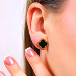 Black Clover Ohrstecker aus 316L Edelstahl mit 18k Gold-Veredlung