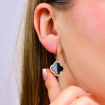 Black Diamond Deluxe Clover Ohrringe aus 316L Edelstahl mit 18k Gold-Veredlung und hochwertigen Zirkonia-Diamanten