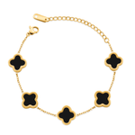 Designer Clover Armband Schwarz Gold
