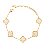 Designer Clover Armband Weiß Gold