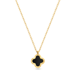 Designer Clover Kette Schwarz Gold