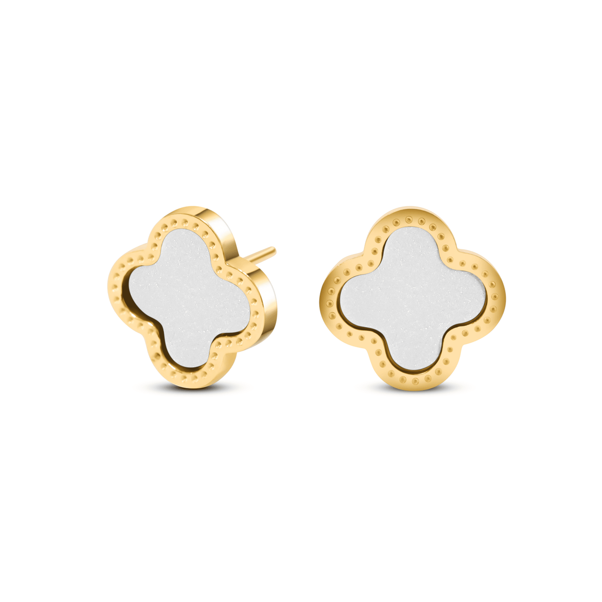 Hochwertige Clover Ohrringe Weiss Gold