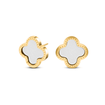 Hochwertige Clover Ohrringe Weiss Gold