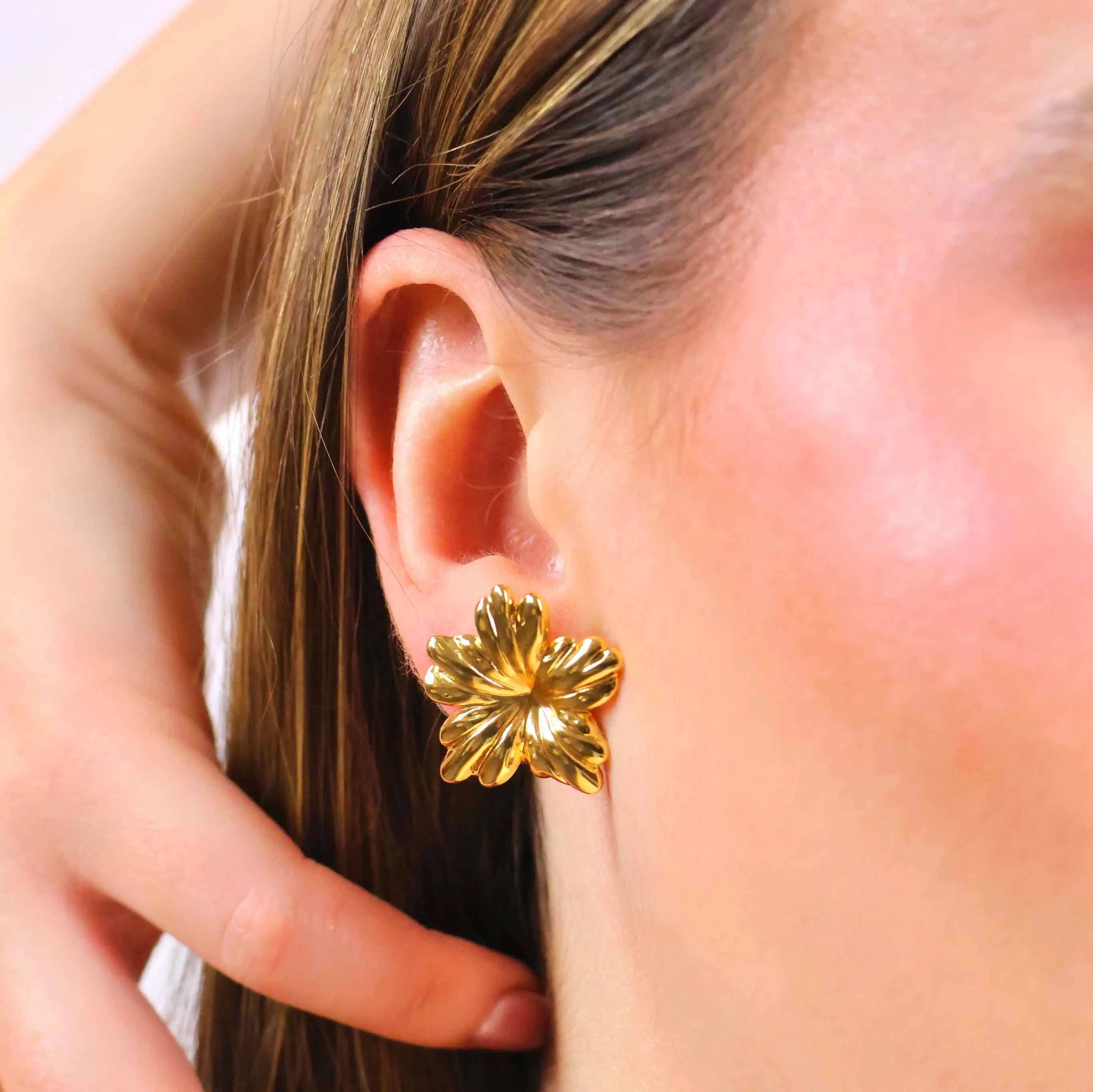 Hochwertige Daily Flower Power Ohrstecker aus 316L Edelstahl und 18k Gold-Veredlung