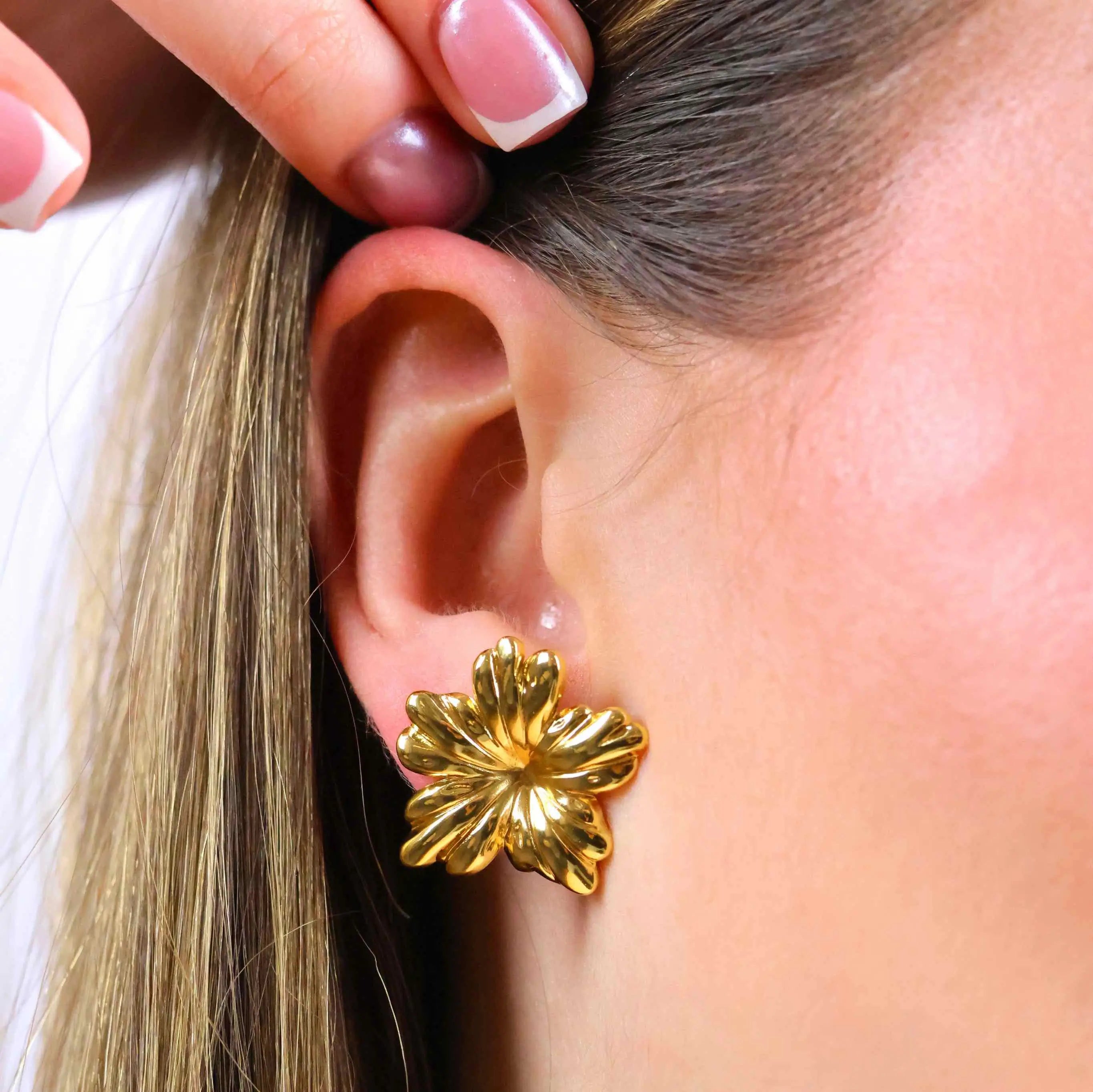 Hochwertige Daily Flower Power Ohrstecker aus 316L Edelstahl mit 18k Gold-Legierung