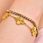 Massives Gold Clover Armband aus 316L Edelstahl mit 18k Gold-Legierung