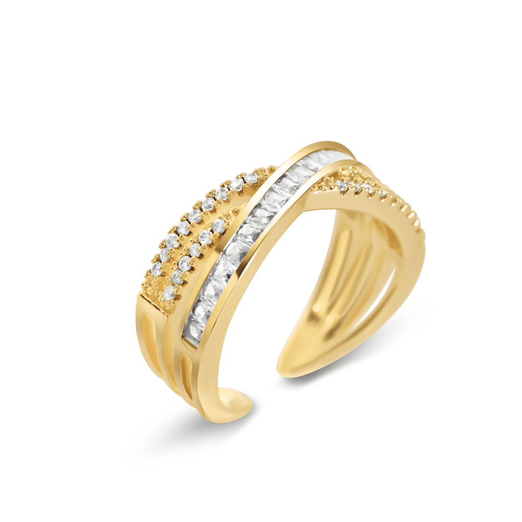 Verstellbarer Zirconia Princess Ring Gold