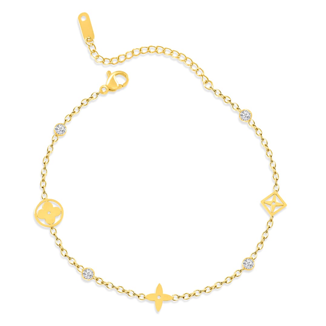 Signature Clover Armband aus hochwertigen 316L Edelstahl, mit echter und wasserfester 18k Goldbeschichtung.