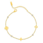 Signature Clover Armband aus hochwertigen 316L Edelstahl, mit echter und wasserfester 18k Goldbeschichtung.