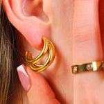 Hochwertige, massive Daily Sleek Creolen Ohrringe aus 316L Edelstahl und 18k Gold-Legierung