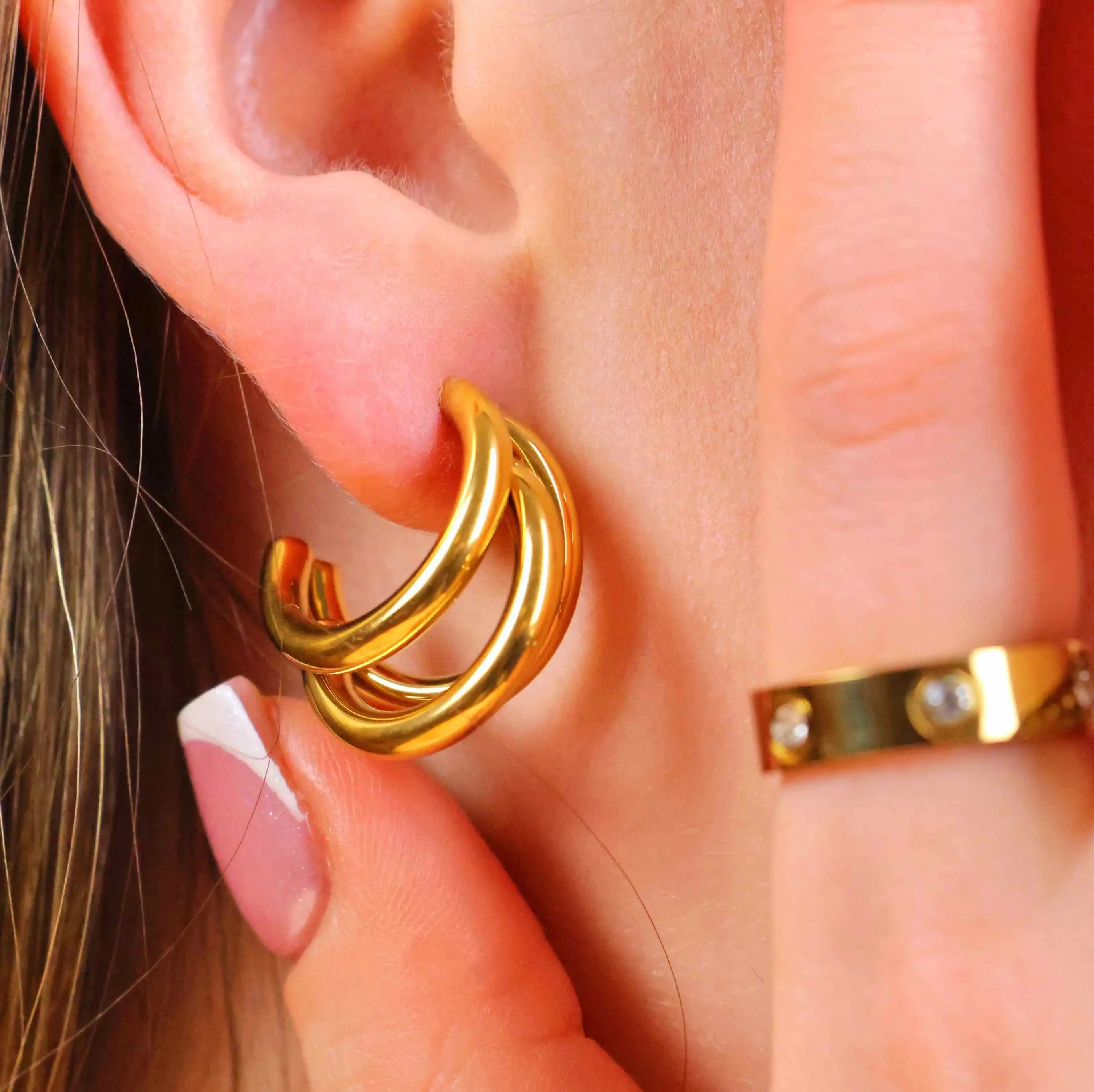 Hochwertige, massive Daily Sleek Creolen Ohrringe aus 316L Edelstahl und 18k Gold-Legierung