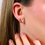 Hochwertige Designer V Ohrstecker aus 316L Edelstahl mit 18k Gold-Legierung