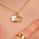 Weiße Deluxe Clover Kette aus 316L Edelstahl mit 18k Goldveredelung und hochwertige Zirkonia-Steinen