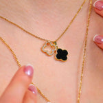 Weiße Deluxe Clover Kette aus 316L Edelstahl mit 18k Gold-Legierung und hochwertigen Zirkonia Diamanten