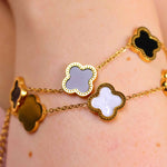 White Perlmutt Clover Armband aus 316L Edelstahl mit 18k Gold-Legierung